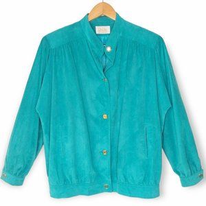 Vintage 70s Da Rue of California Ultrasuede Jacket Size L? XL? Teal Button Front